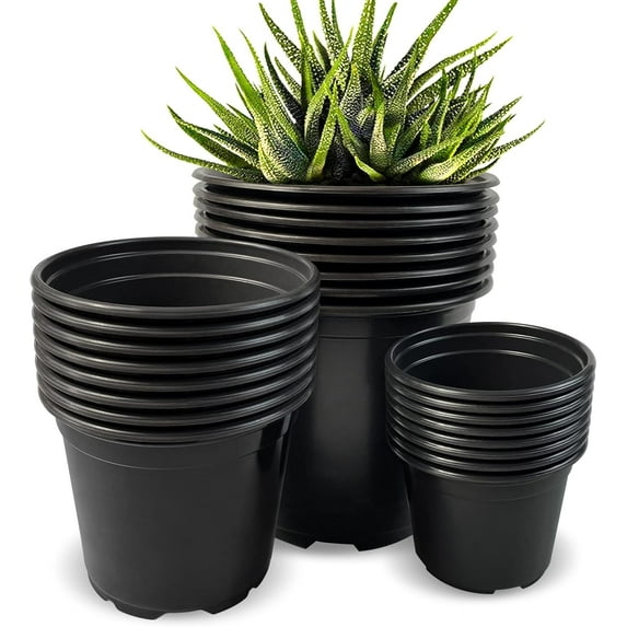 24Pcs Nursery Pots Plastic Planter with Drainage Holes, Round Indoor/Outdoor Plant Pots for Seed Starting