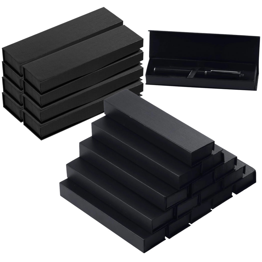 24Pcs Pencil Boxes, Empty Kraft Paper Pen Boxes with Metal-Gripping Closure, Ballpoint Pen Gift Box with Cushion, Present Collection Paper Cases for Birthday Business Gifting