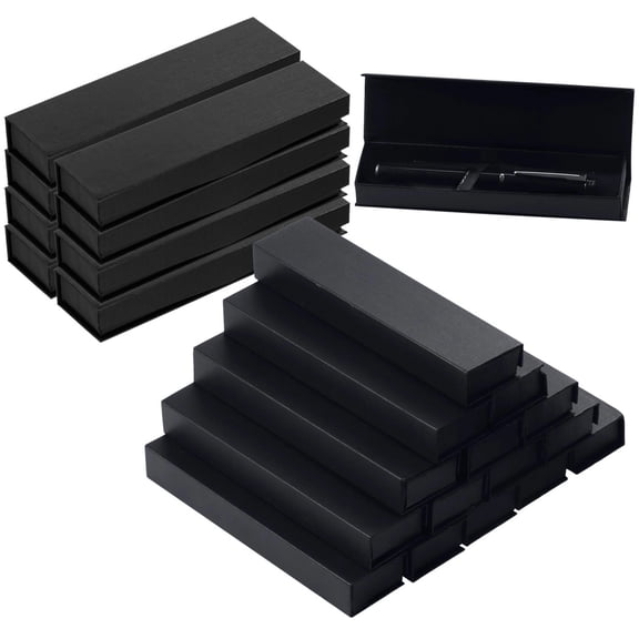 24Pcs Pencil Boxes, Empty Kraft Paper Pen Boxes with Metal-Gripping Closure, Ballpoint Pen Gift Box with Cushion, Present Collection Paper Cases for Birthday Business Gifting