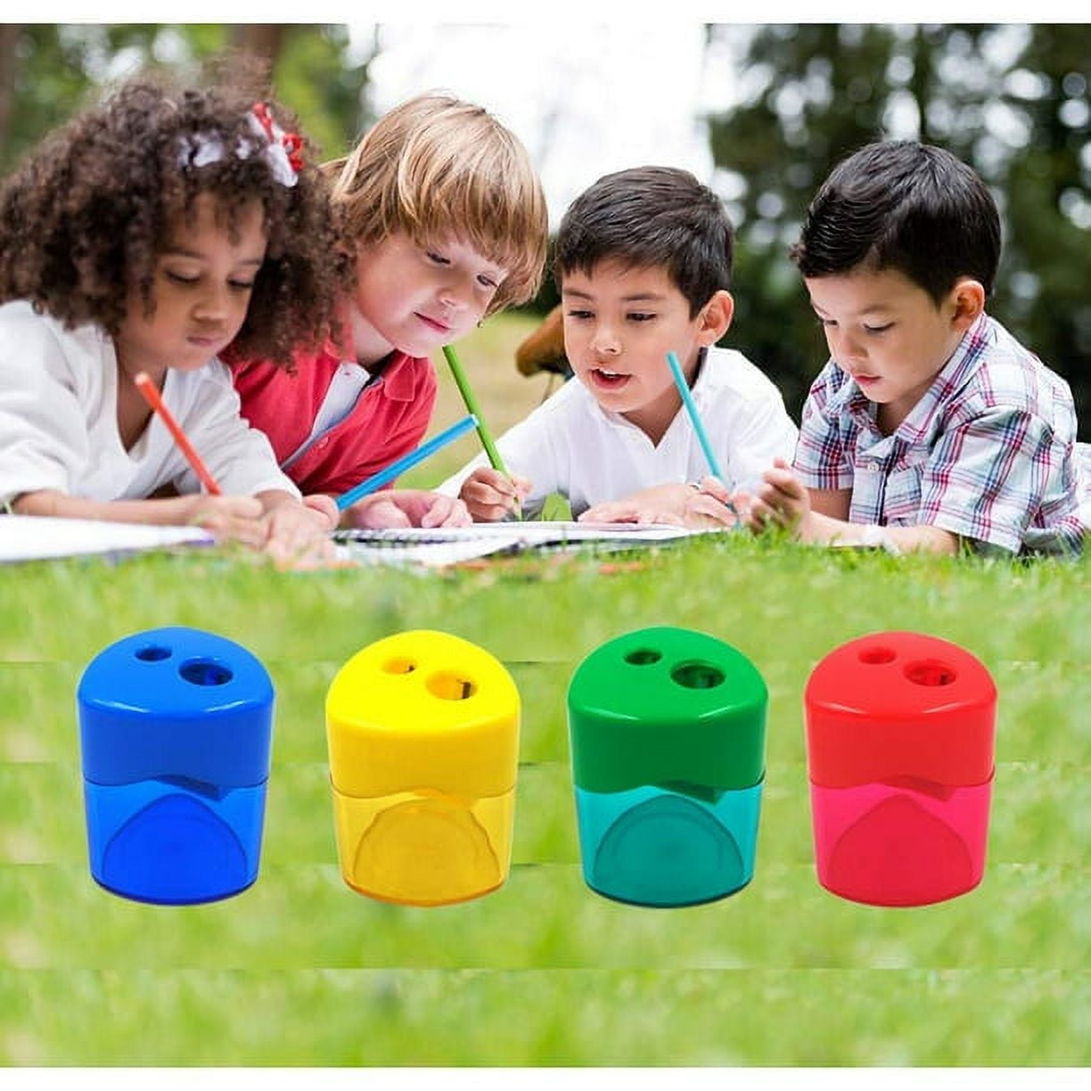 24Pcs Pencil Sharpener Manual, Assorted Color Small Dual Hole Pencil