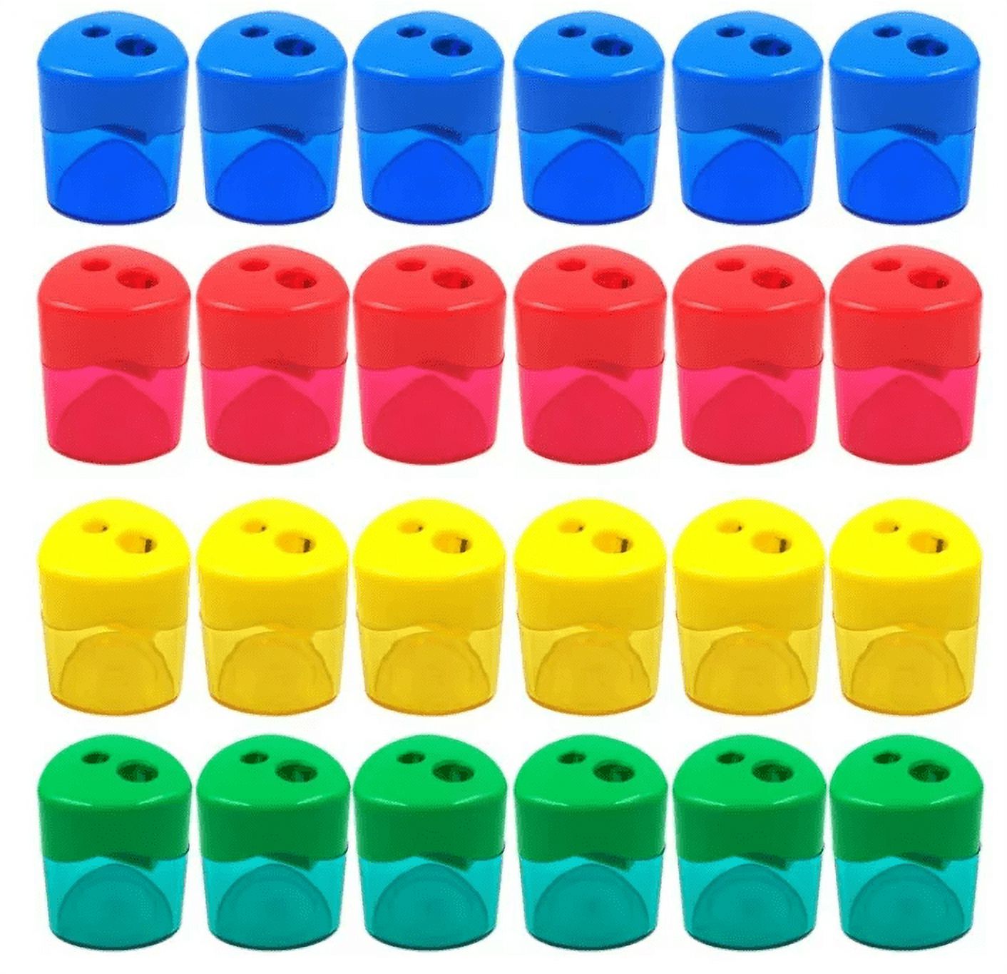 24Pcs Pencil Sharpener Manual, Assorted Color Small Dual Hole Pencil