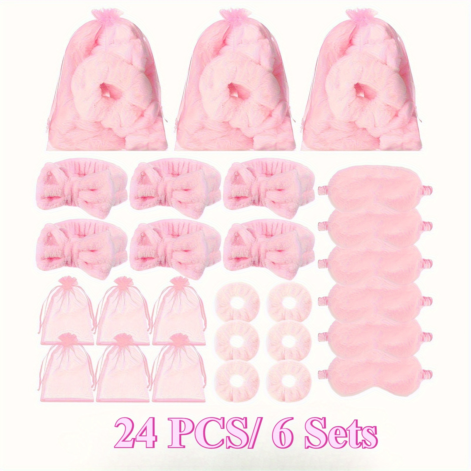 Sleepover Party Supplies 16 Pcs Eye Masks Headbands Plush Satin Gifts 24 Pack Teen Girl & Women Sleepover Party Favors - Headband  main image 4