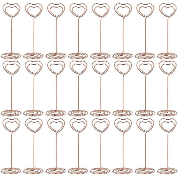 24Pcs Place Card Holders Heart Shape Table Number Stands Table Number Holders for Party Clips,