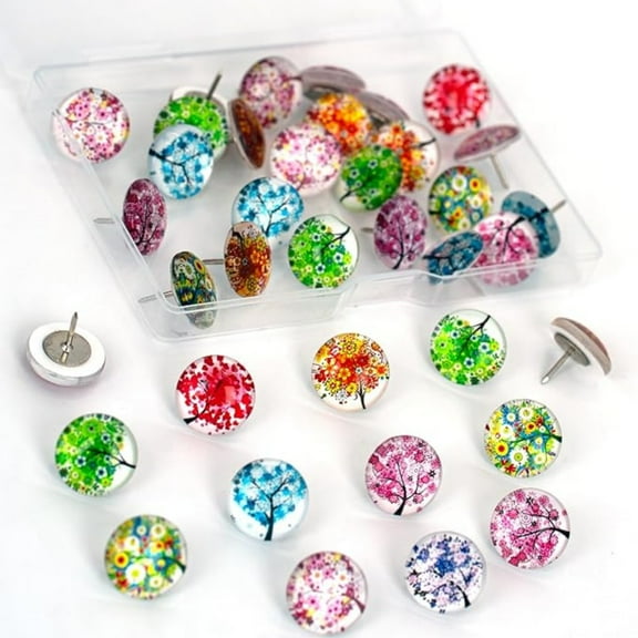 24Pcs Plants Push Pins D rative Thumb Tacks Cute Office D r for Cork Board Bulletin Board, Desk Accessories Aesthetic,Classroom,Home D r(Tree)