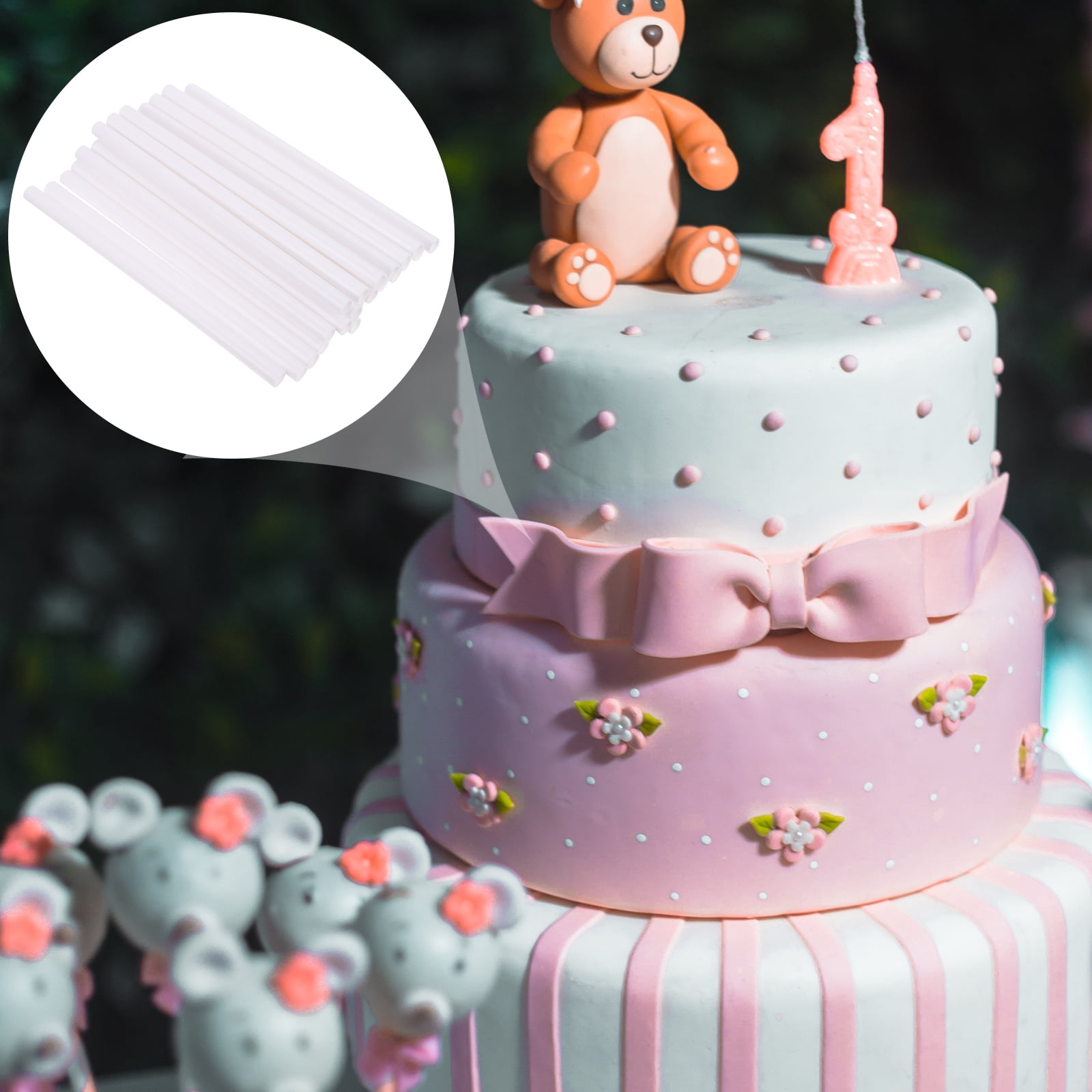 24-Pack White Plastic Cake Dowel Rods for Cake Support and Stacking ...