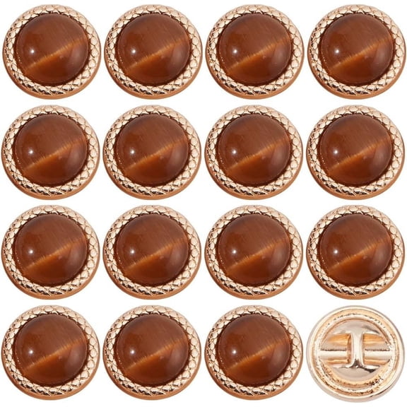 24Pcs Plastic Shank Buttons with Golden Tone Alloy Findings Half Round Sienna 11x6.5mm Hole: 1.6mm DIY