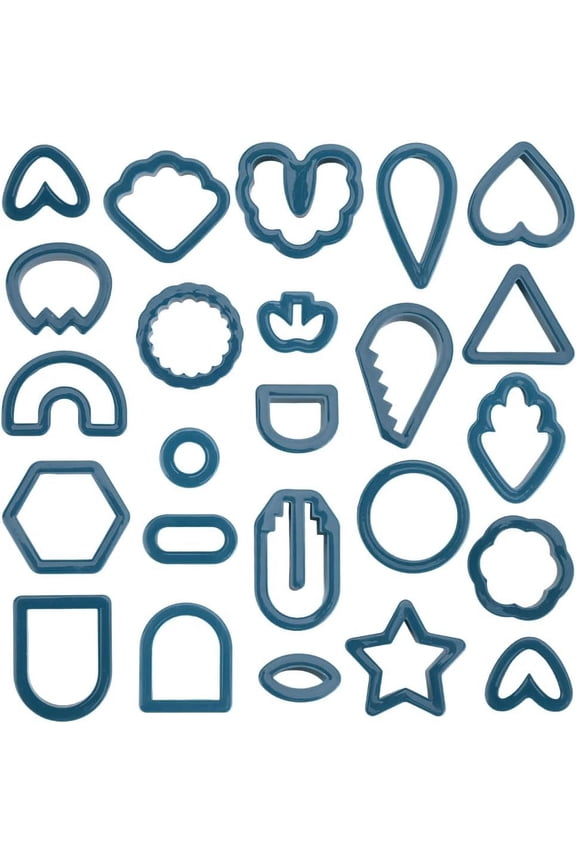 24Pcs Polymer Clay Cutters Multi Shapes Geometric Clays Earring Cutter Blue Plastic Handmade DIY for Crafts Cookies Home Kitchen Baking Birthday Women Jewelry Making Tools diy Dark Slate Gray
