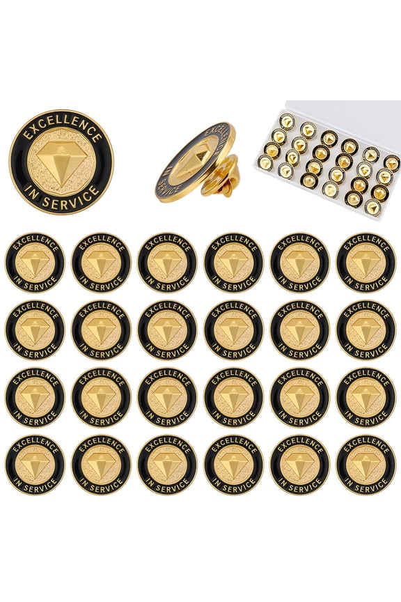 24Pcs Positive Reward Encourating Word Star Performer Enamel Pin Golden Zinc Alloy Star Badge for Backpack Clothes Golden 22.5mm