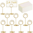 thumbnail image 1 of 24Pcs Premium Mini Table Number Holders and 24Pcs Place Cards with Gold Foil Border, Place Card Holder, Table Sign Stand, Photo Picture holders for Centerpieces, Wedding, Party, Birthday, 1 of 5