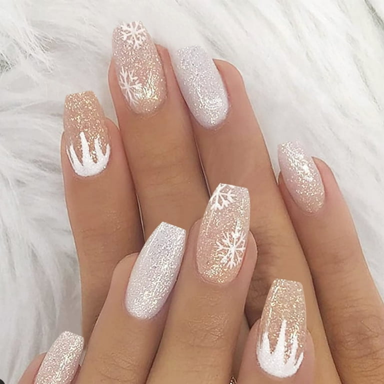 White christmas acrylic on sale nails