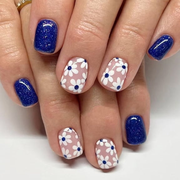 24Pcs Press on Nails French Tip Square Nails Tips Designs Fake Nails Artificial Acrylic Nails Full Covers False Nails