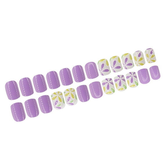 24Pcs Press on Nails French Tip Square Nails Tips Designs Fake Nails Artificial Acrylic Nails Full Covers False Nails