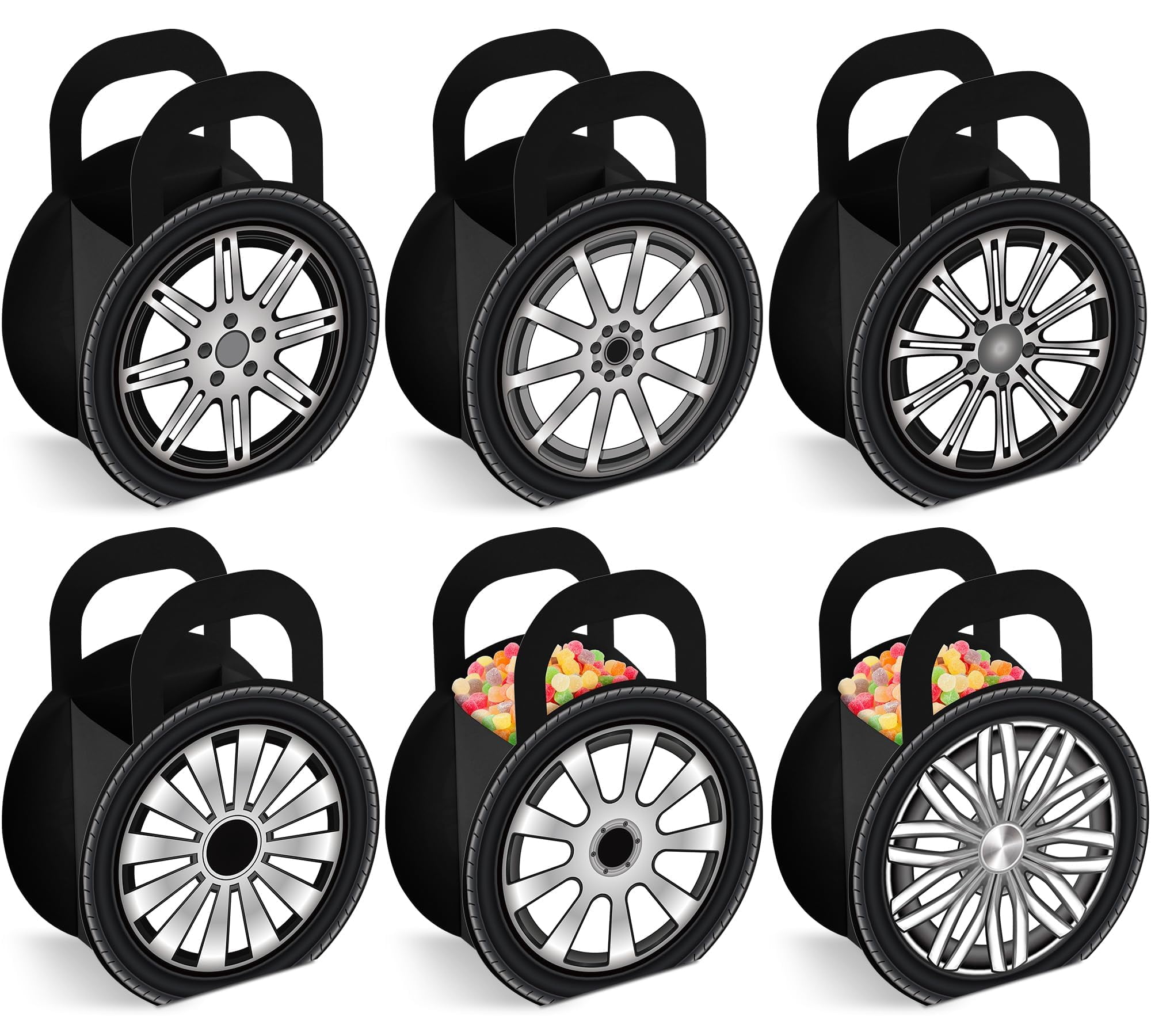 24Pcs Race Car Goodie Bags Wheel Party Favor Boxes with Handle ...