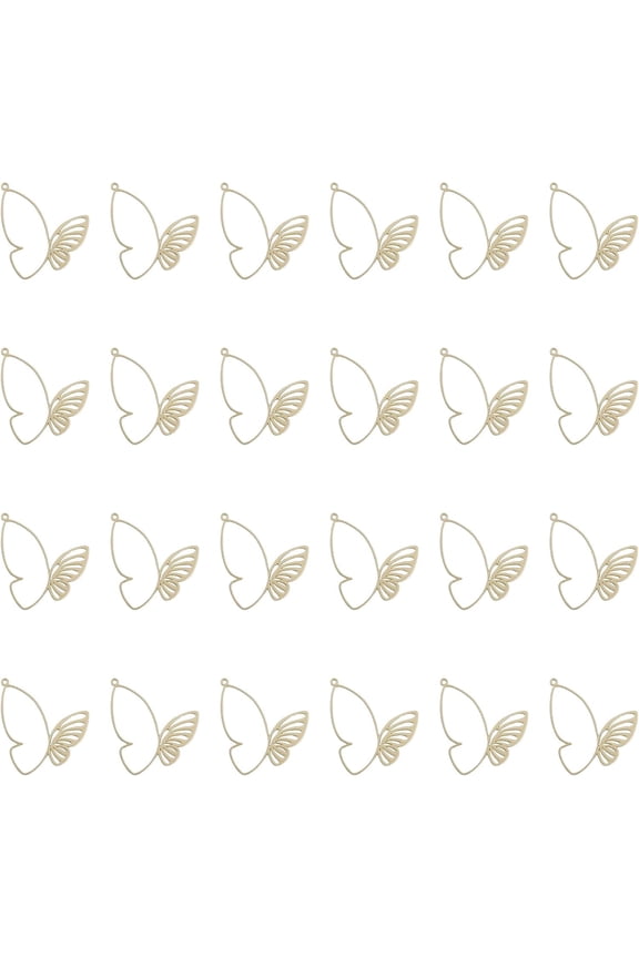 24Pcs Rack Plating Alloy Butterfly Charms Open Back Bezel Pendant Butterfly Bezel Charms Open Work Charm Alloy Frame Pendants for Resin Jewelry Making
