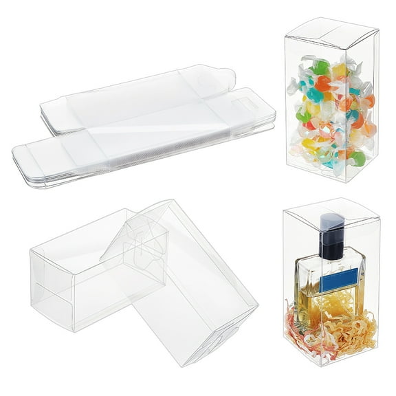 24Pcs Rectangle Transparent Plastic PVC Box Gift Packaging Waterproof Folding Box for Toys Molds Clear Box: 6x6x12.1cm