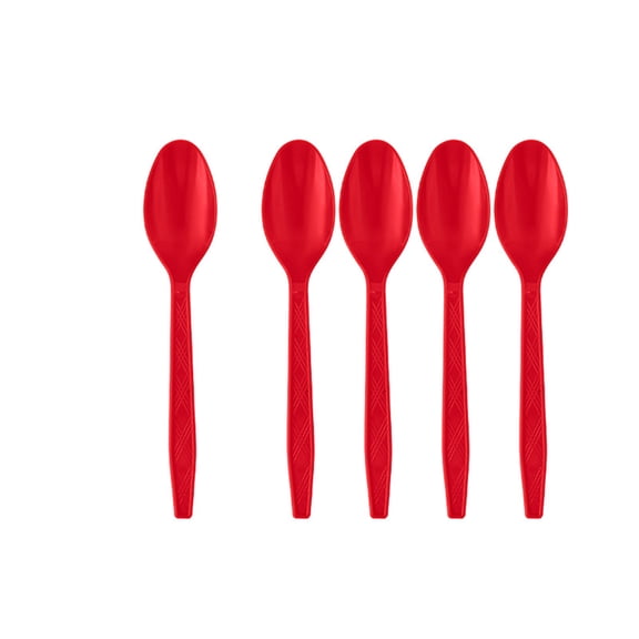 24Pcs Red Disposable Spoon, for Birthday & Holiday Parties, Festive Valentines Day Decorations & Christmas Table Decor B