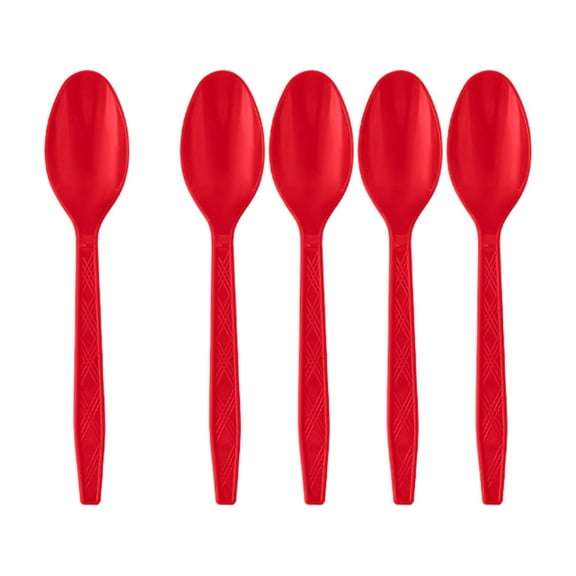 24Pcs Red Disposable Spoon, for Birthday & Holiday Parties, Festive Valentines Day Decorations & Christmas Table Decor B
