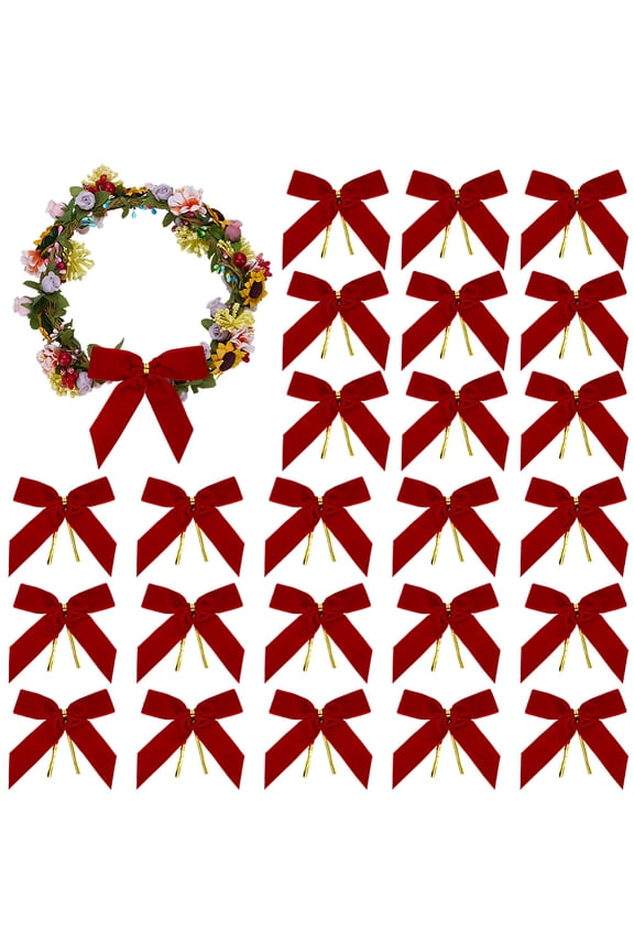 24Pcs Red Velvet Bows