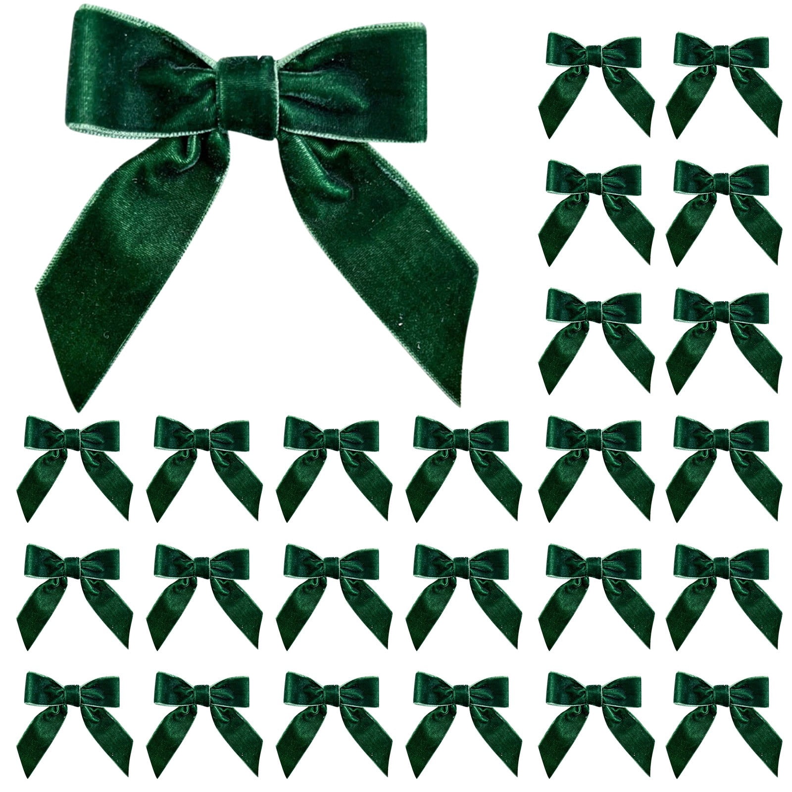 24Pcs Red Velvet Ribbon Bows Christmas Tree Ornaments – 3x3" Xmas ...