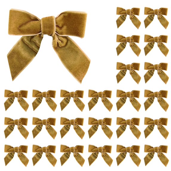 24Pcs Red Velvet Ribbon Bows Christmas Tree Ornaments – 3x3" Xmas Decorations for Trees, Wreaths, Home, Party, Front Door, Holiday Decor, Khaki, Bows & Ribbons