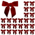 thumbnail image 1 of 24Pcs Red Velvet Ribbon Bows Christmas Tree Ornaments – 3x3" Xmas Decorations for Trees, Wreaths, Home, Party, Front Door, Holiday Decor, Wine, Bows & Ribbons, 1 of 9