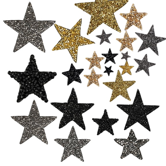24Pcs Rhinestones Star Iron On Patches Rhinestones Patches Appliques Clothing Repair Patches Decoration for Jeans Fabric