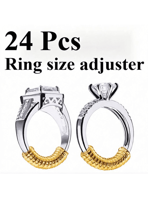 24Pcs Ring Rubber Size Adjuster for Loose Rings Invisible Ring Guard for Women Clear Plastic Wide Thin Band Resizing Ring Resize Make Ring Smaller