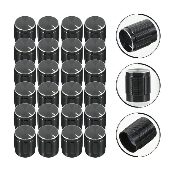 24Pcs Rotary Control Turning Knobs Shaft Potentiometer Knobs Device (Black)