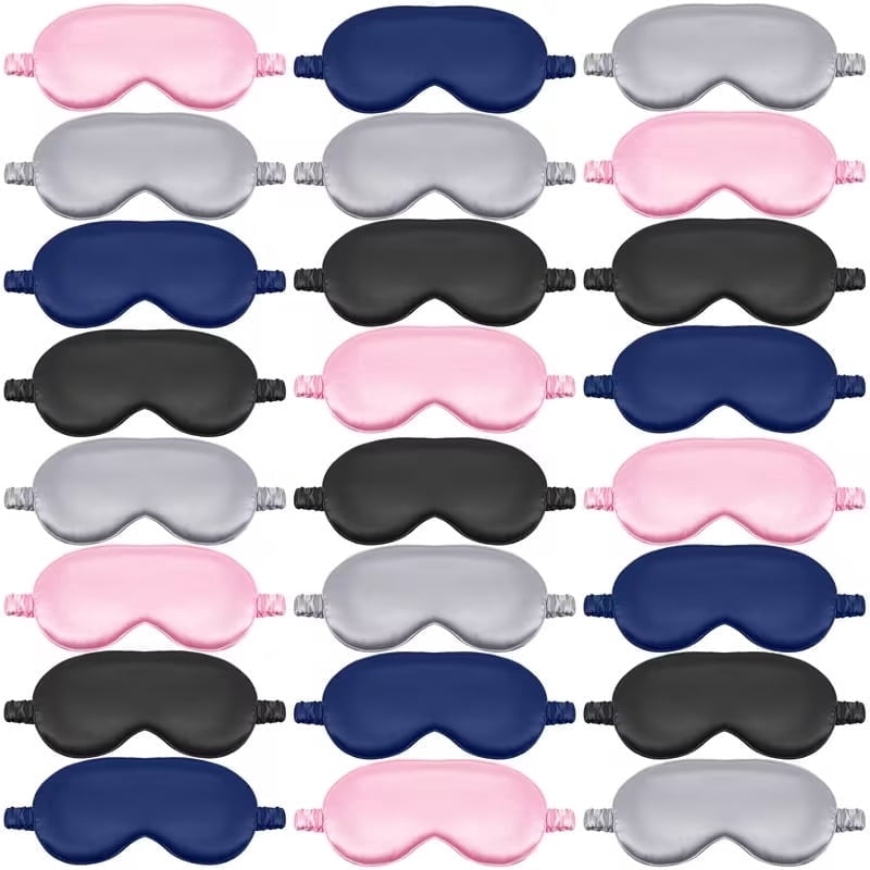 24Pcs Satin Sleep Mask With Elastic Band, Soft Breathable Eye Masks with Light Blocking, Night Blindfold face Mask For Travel Office Nap Airplane Rest