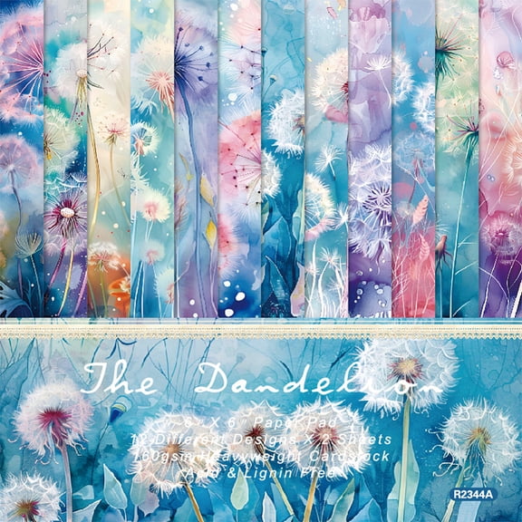 24Pcs Scrapbook Paper Pad Dandelion Origami Paper 6"6" Single-Sided Colorful Papers Diary Decoration Paper
