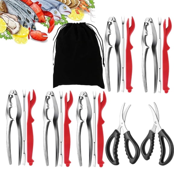 24Pcs Seafood Tools Set Crab Cracker Stainless Steel Lobster Cracker Forks Nut Cracker Shell Claw Lobster Shellers Nut Cracker Shellfish Lobster Leg Opener Set for Restaurant Kitchen Gadget Kits