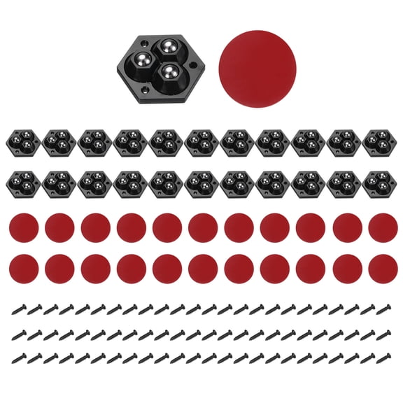 24Pcs Self Adhesive Caster Wheels, 360 Degree Rotation Mini Caster Swivel Rollers (Black, 3 Steel Rolling Ball)