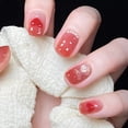 thumbnail image 1 of 24Pcs/Set Nail Art Fake Nails with Diamonds Pink Silver Glitter Wearing Reusable False Nails Long Ballerina Press on Nail Tips, 1 of 6