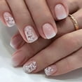 24Pcs/Set Pink White Acrylic Fake Nails Art Medium Long Almond False