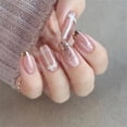 thumbnail image 1 of 24Pcs/Set Wine Red Long Ballet Fake Nails Gold Glitter Gradient Artificial Removable Acrylic Press on Nails Art Stick on Nails, 1 of 6