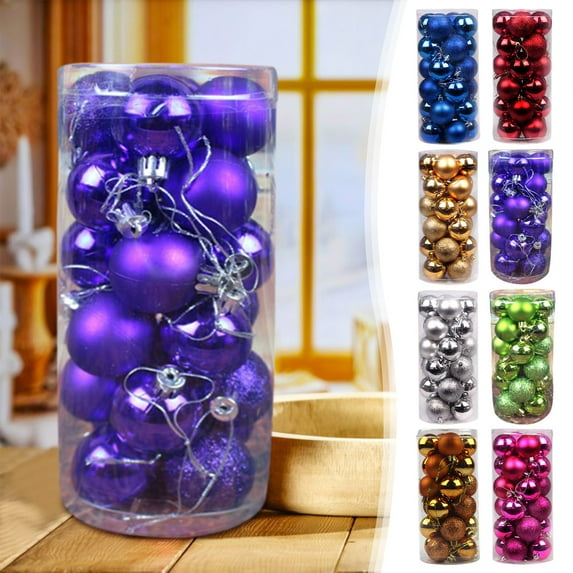 24Pcs Shatterproof Shiny and Polshed Glossy Christmas Tree Ball Ornaments Decorations, 3 Style Christmas Hanging Balls for Holiday Wedding Party Decoration