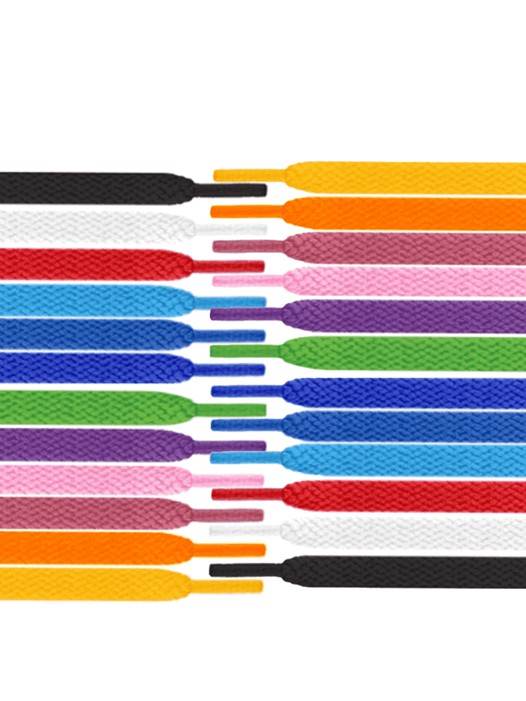 24Pcs Shoe Laces,Single Layer Flat Shoes Efficient Shoe Laces for Sneakers,Stylish Rope Laces,One Size,White