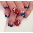 thumbnail image 1 of 24Pcs Short Press On Nails Shining Stick On Nails Short Fake Nails Design Glossy Acrylic Nails Stick On Nails Tips Glue On Nails False Nails For Women Nail Kit With Nail Glue Independence Day 0.23, 1 of 4