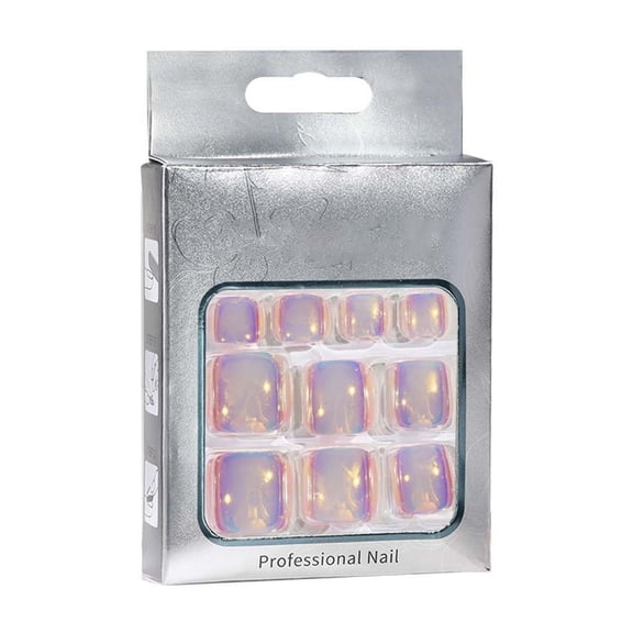 24Pcs Short Press On Toenails, Full‑Cover Fake Toe Nails, Acrylic Reusable Pedicure Nail Kit with Jelly Glue Nail File & Cuticle Stick, Trendy False Toenails for Women Pedicure Decor