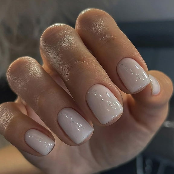 24Pcs Short Square For Women Full Covers Artificial Fingernails Glossy Acrylic Nails For Various Occasion