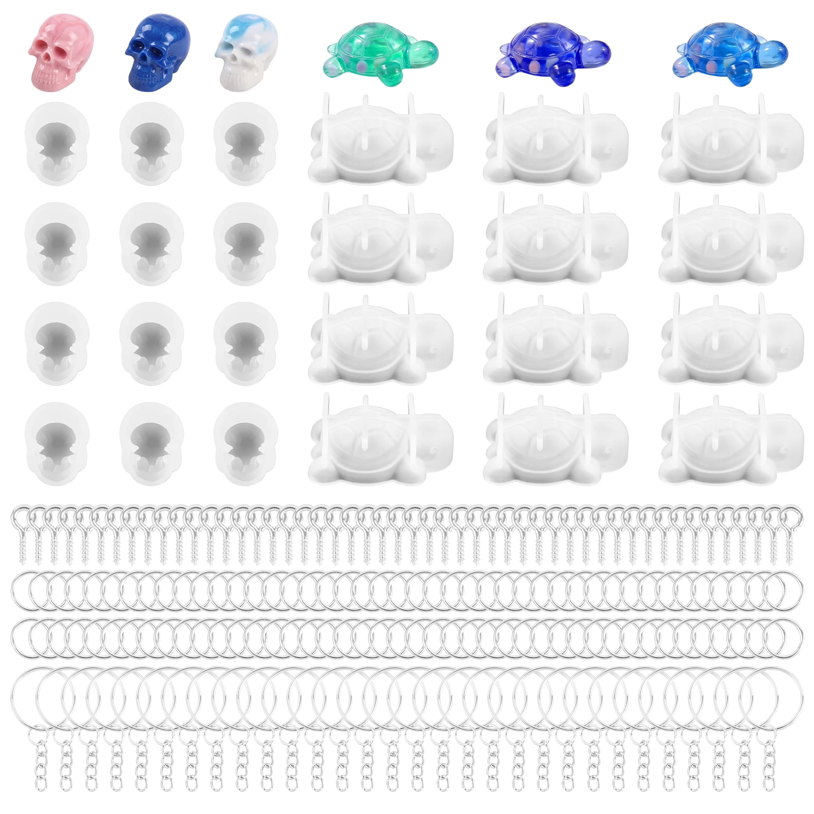24Pcs Skull and Turtle Shape Resin Molds, 3D Animal Silicone Molds for Epoxy Resin, Large Sea Turtle Marine Art Silicone Resin Molds for Craft, Ocean Theme Night Lights, Home Decor