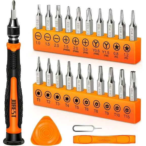 24Pcs Small Precision Screwdriver Set with Torx T5 T6 T8 T9, Y00, Star P5, Mini Repair Tool Kit for Macbook, Computer, Laptop, iPhone, PS4 PS5, Xbox, Switch, Eyeglasses, Watch, Ring Doorbell