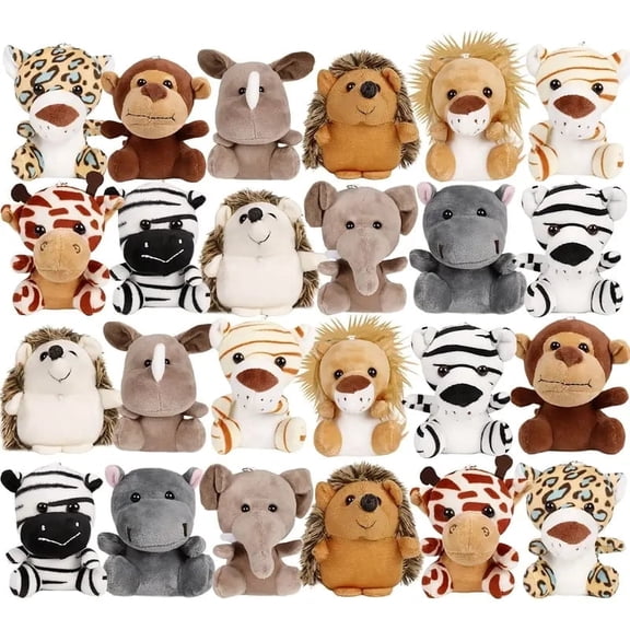 24Pcs Small Stuffed Animals Bulk,  Mini Forest Animal Plush Toys, 4.5 Inch Cute Plush Animals, Suitable for Animal Theme Party