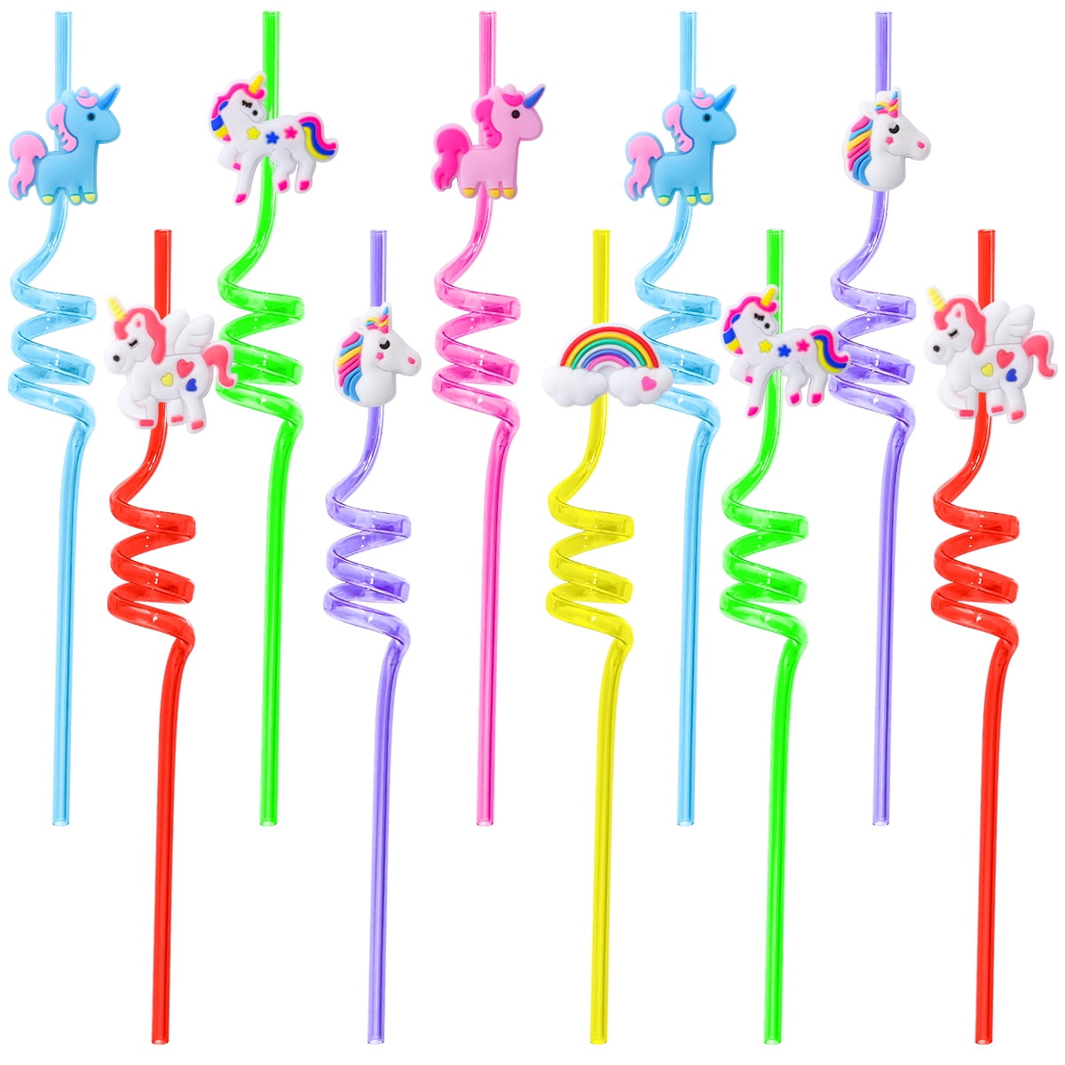 Modeling Straw 24Pcs Spiral Straw, Plastic Reusable Washable Modeling Straws Party ...