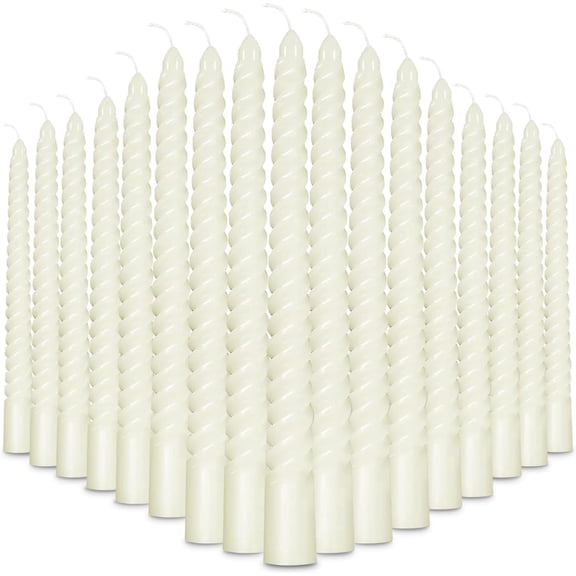 24Pcs Spiral Taper Candles, 10Inch Dripless Twisted Candle, White Twisted Candlesticks, Unscented Taper Spiral Long Candle Stick for Wedding Dinner Party Home Decoration