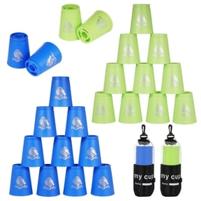 24Pcs Sport Stacking Cups, Speed Training Game for Challenge Competition, Plastic Stacking Cups, Classic Family Game for Adults, Blue+Green