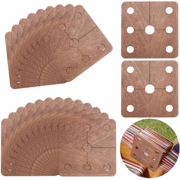 24Pcs Square Weaving Cards 2x2 Inch Wood Loom Cards Handmade Weaving Tool Tablet Weaving Loom Weaving Supplies Wood Tablet Weaving Cards Wood Tool for Knitting Loom Accessories Camel diy
