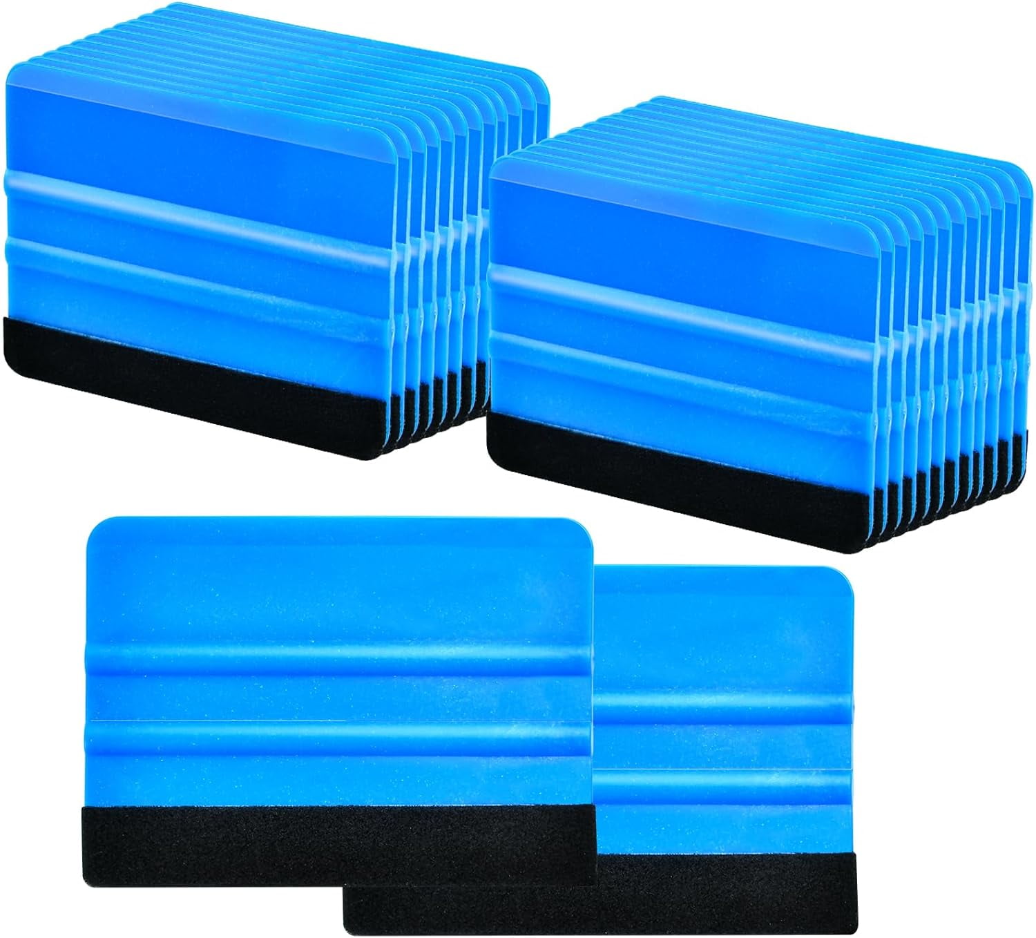 24Pcs Squeegee for Vinyl, 4 Inch Vinyl Squeegee with Black Felt Edge, Plastic Scraper Vinyl Wrap Tools, Car Decal Squeegee for Window Tint Remover Car Automotive Sticker Applicator