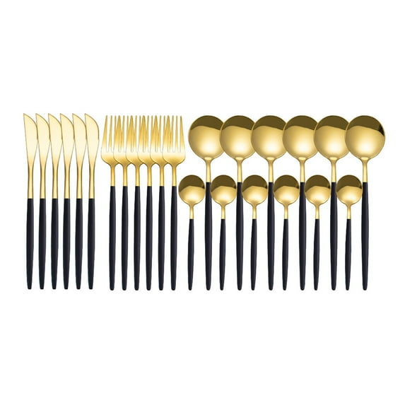 24Pcs Stainless Steel Dinnerware Set Kitchen Cutlery Set Knife Fork Spoon Flatware Tableware Minimalist Silverware