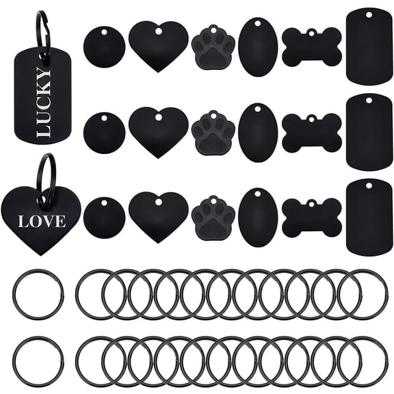 24Pcs Stamping Blanks Aluminum Tags Stamping Blanks Pendants Blanks Stamping Tag Stamping Blank Tags for Craft Engraving Dog Pet Tags Supplies Making DIY